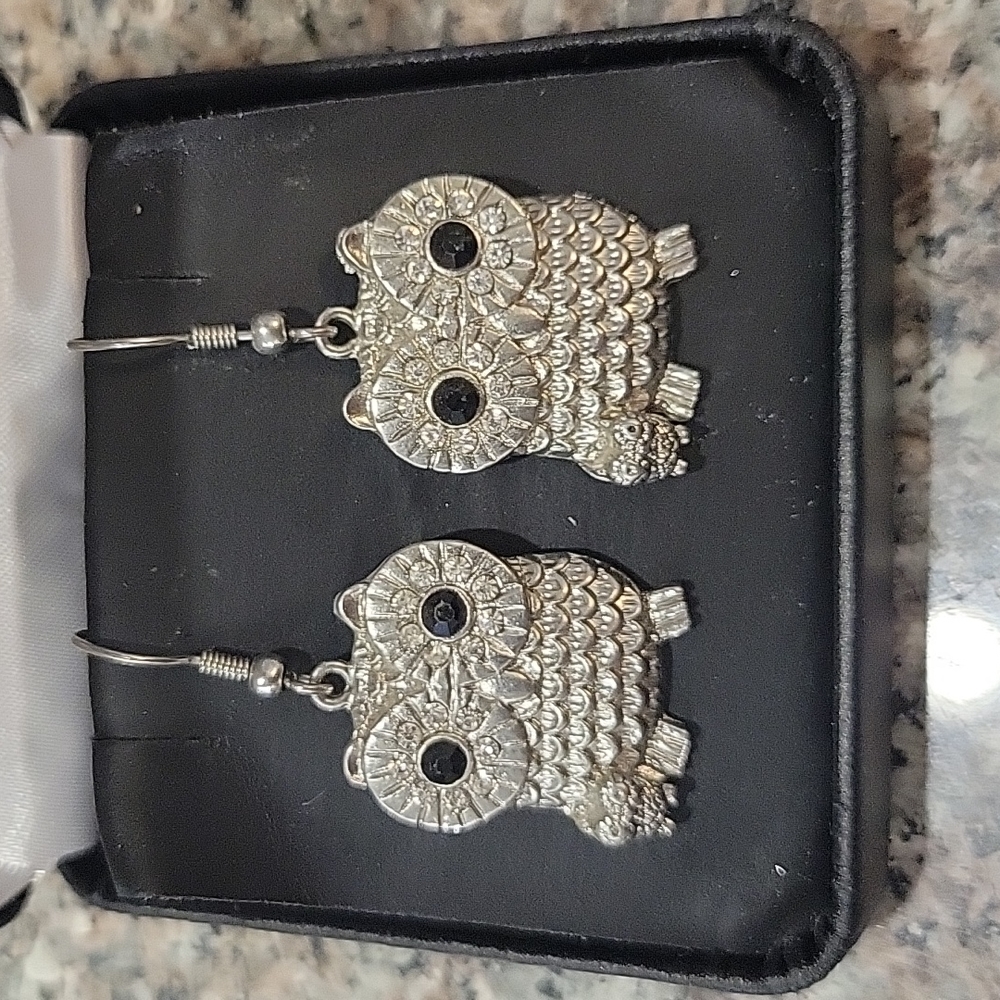 Silver Owl Earrings